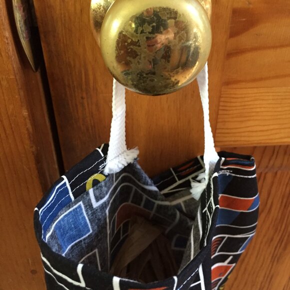Plastic bag holder grocery dispenser Cotton Reusable Washable Mid Century Modern - Picture 3 of 3
